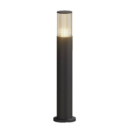 Weston Outdoor LED Post Light, Cylinder Garden Pillar Design, Reeded Shade, Waterproof