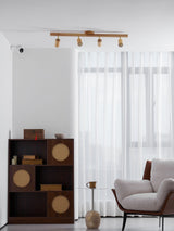 Eskil Spotlight Light, Natural Wood Beam Fixture, 1 to 5 Heads, Warm Light, Dimmable Option