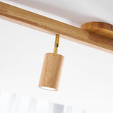 Eskil Spotlight Light, Natural Wood Beam Fixture, 1 to 5 Heads, Warm Light, Dimmable Option