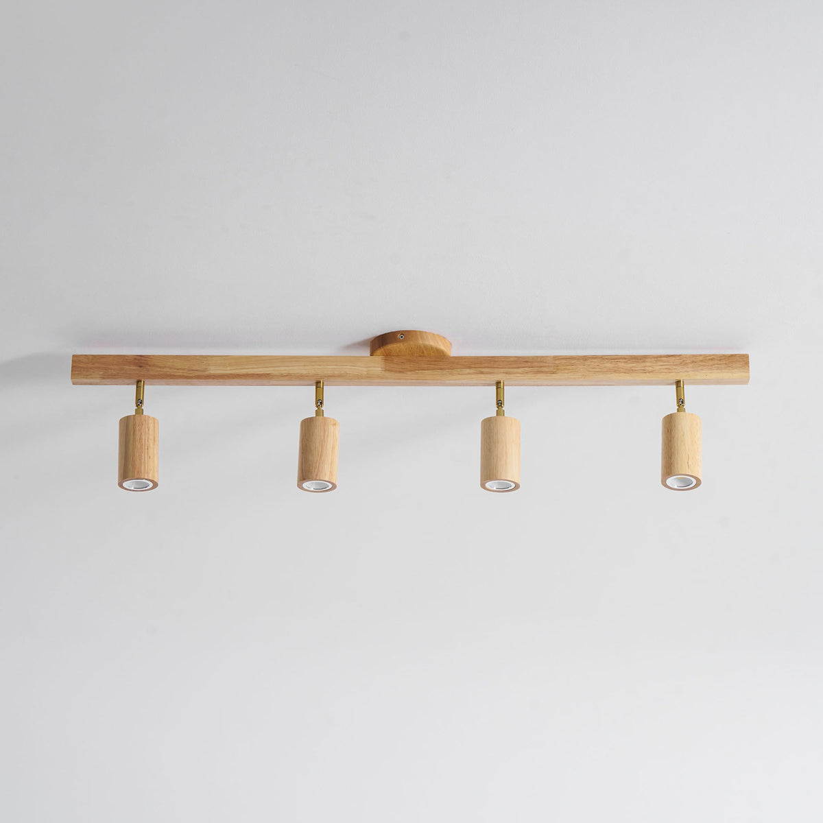 Eskil Spotlight Light, Natural Wood Beam Fixture, 1 to 5 Heads, Warm Light, Dimmable Option