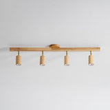 Eskil Spotlight Light, Natural Wood Beam Fixture, 1 to 5 Heads, Warm Light, Dimmable Option