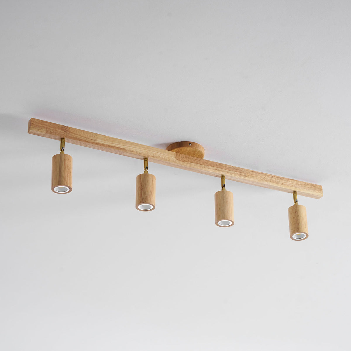 Eskil Spotlight Light, Natural Wood Beam Fixture, 1 to 5 Heads, Warm Light, Dimmable Option
