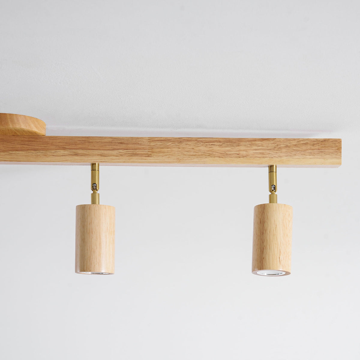 Eskil Spotlight Light, Natural Wood Beam Fixture, 1 to 5 Heads, Warm Light, Dimmable Option