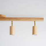 Eskil Spotlight Light, Natural Wood Beam Fixture, 1 to 5 Heads, Warm Light, Dimmable Option