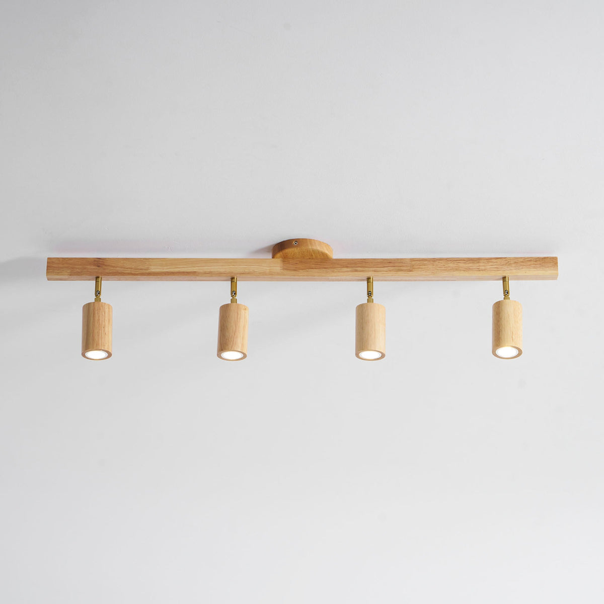 Eskil Spotlight Light, Natural Wood Beam Fixture, 1 to 5 Heads, Warm Light, Dimmable Option