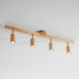 Eskil Spotlight Light, Natural Wood Beam Fixture, 1 to 5 Heads, Warm Light, Dimmable Option