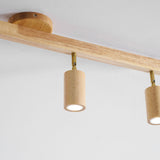 Eskil Spotlight Light, Natural Wood Beam Fixture, 1 to 5 Heads, Warm Light, Dimmable Option