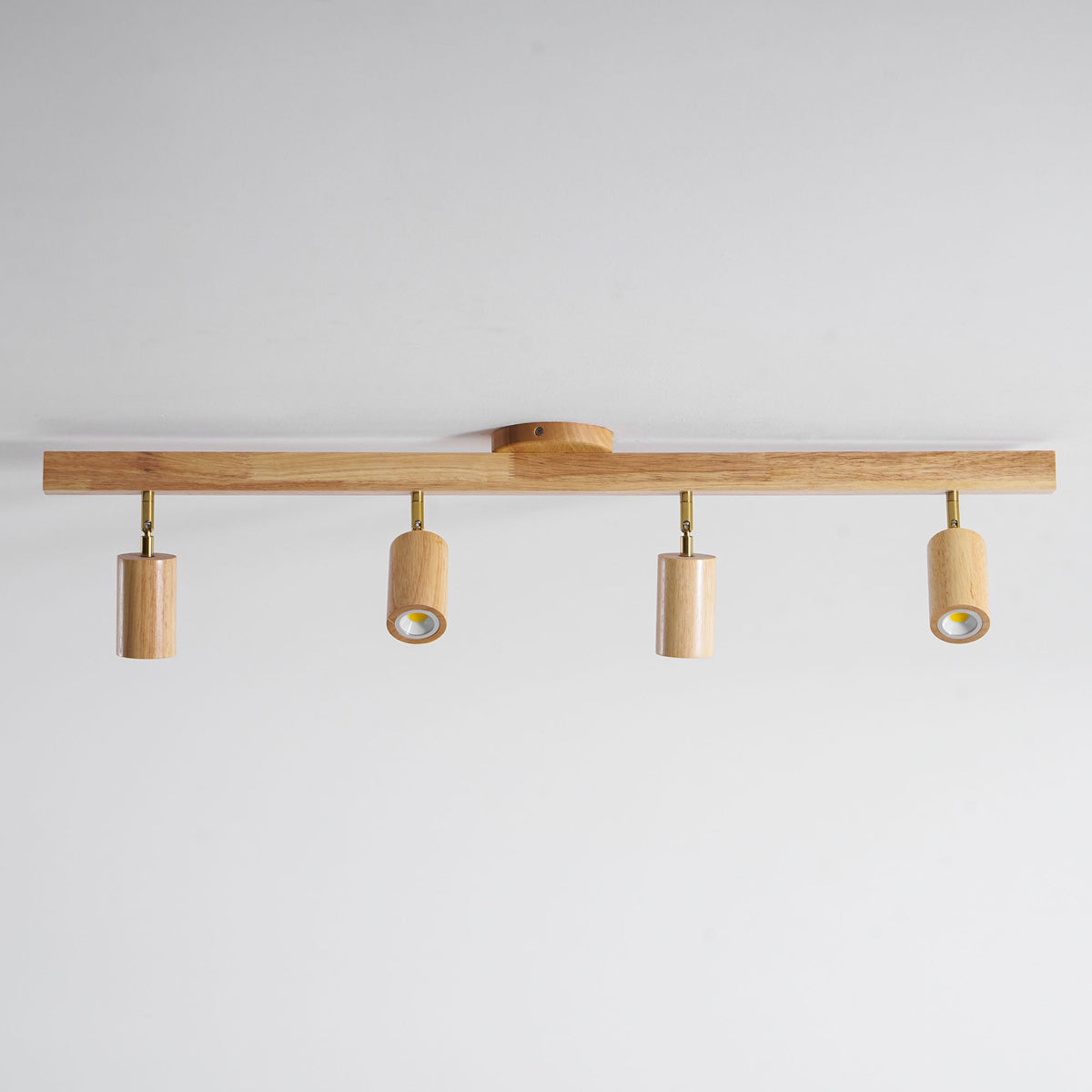 Eskil Spotlight Light, Natural Wood Beam Fixture, 1 to 5 Heads, Warm Light, Dimmable Option