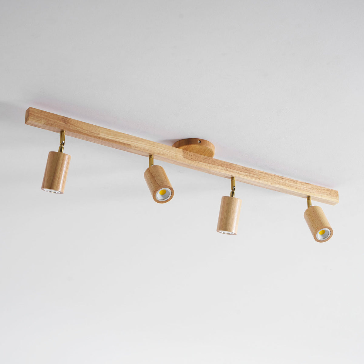 Eskil Spotlight Light, Natural Wood Beam Fixture, 1 to 5 Heads, Warm Light, Dimmable Option