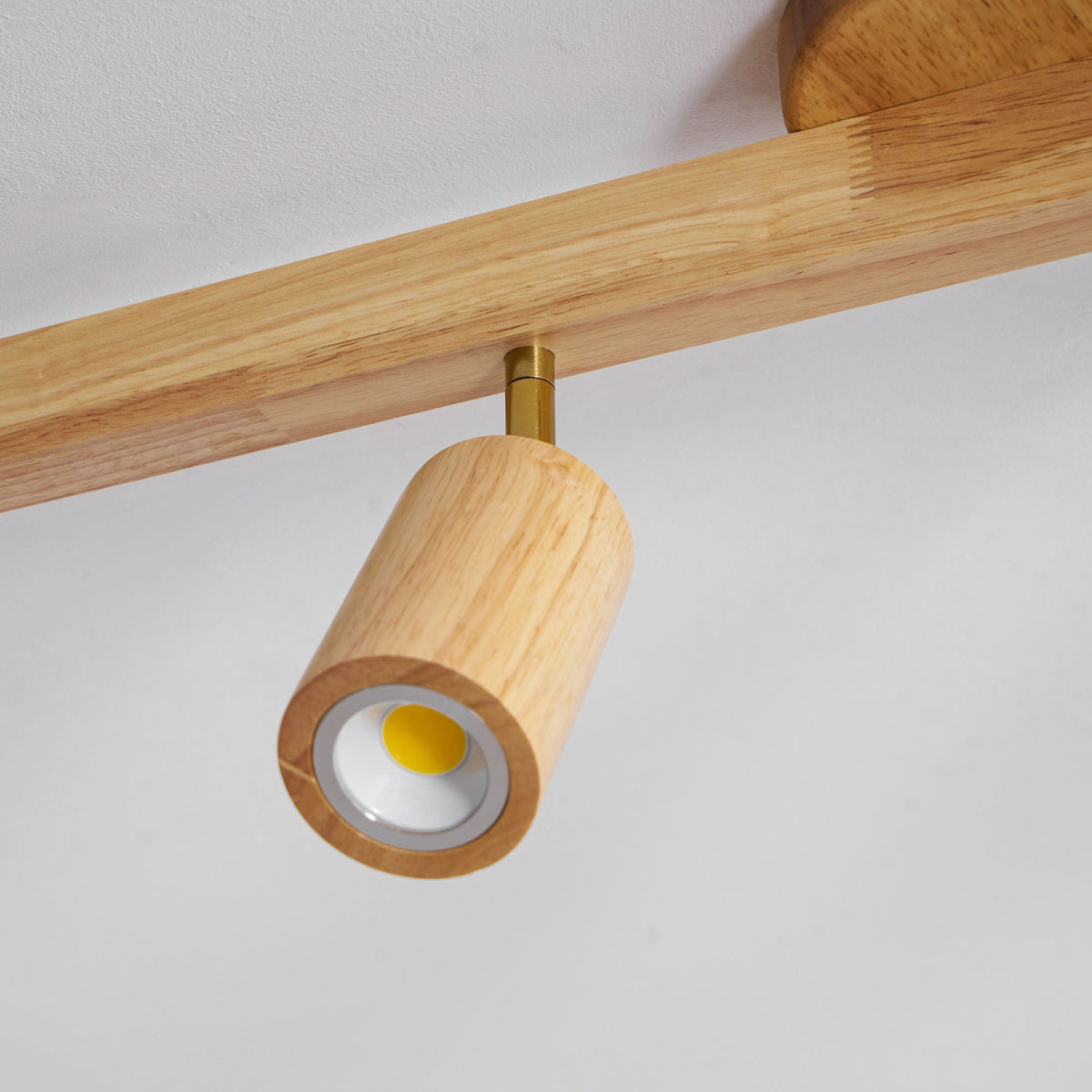 Eskil Spotlight Light, Natural Wood Beam Fixture, 1 to 5 Heads, Warm Light, Dimmable Option