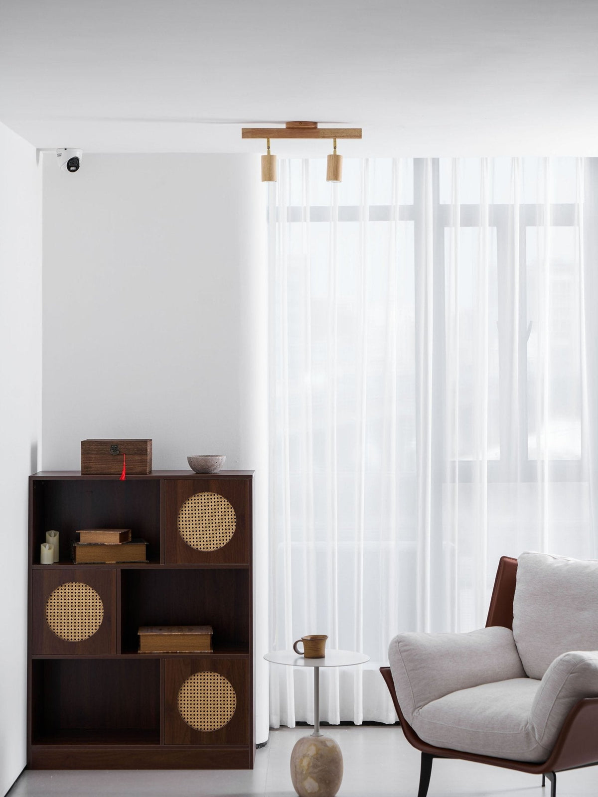 Eskil Spotlight Light, Natural Wood Beam Fixture, 1 to 5 Heads, Warm Light, Dimmable Option