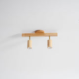 Eskil Spotlight Light, Natural Wood Beam Fixture, 1 to 5 Heads, Warm Light, Dimmable Option