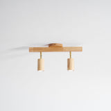 Eskil Spotlight Light, Natural Wood Beam Fixture, 1 to 5 Heads, Warm Light, Dimmable Option