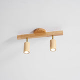 Eskil Spotlight Light, Natural Wood Beam Fixture, 1 to 5 Heads, Warm Light, Dimmable Option