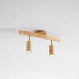 Eskil Spotlight Light, Natural Wood Beam Fixture, 1 to 5 Heads, Warm Light, Dimmable Option