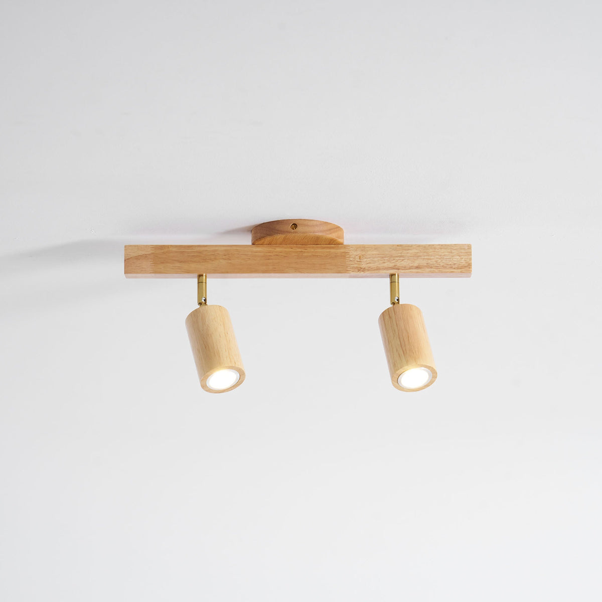 Eskil Spotlight Light, Natural Wood Beam Fixture, 1 to 5 Heads, Warm Light, Dimmable Option