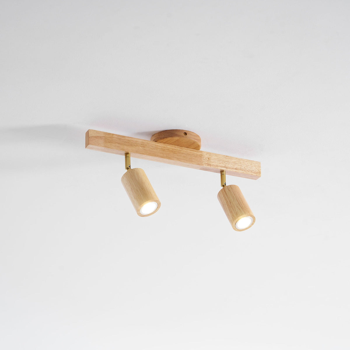Eskil Spotlight Light, Natural Wood Beam Fixture, 1 to 5 Heads, Warm Light, Dimmable Option