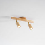 Eskil Spotlight Light, Natural Wood Beam Fixture, 1 to 5 Heads, Warm Light, Dimmable Option
