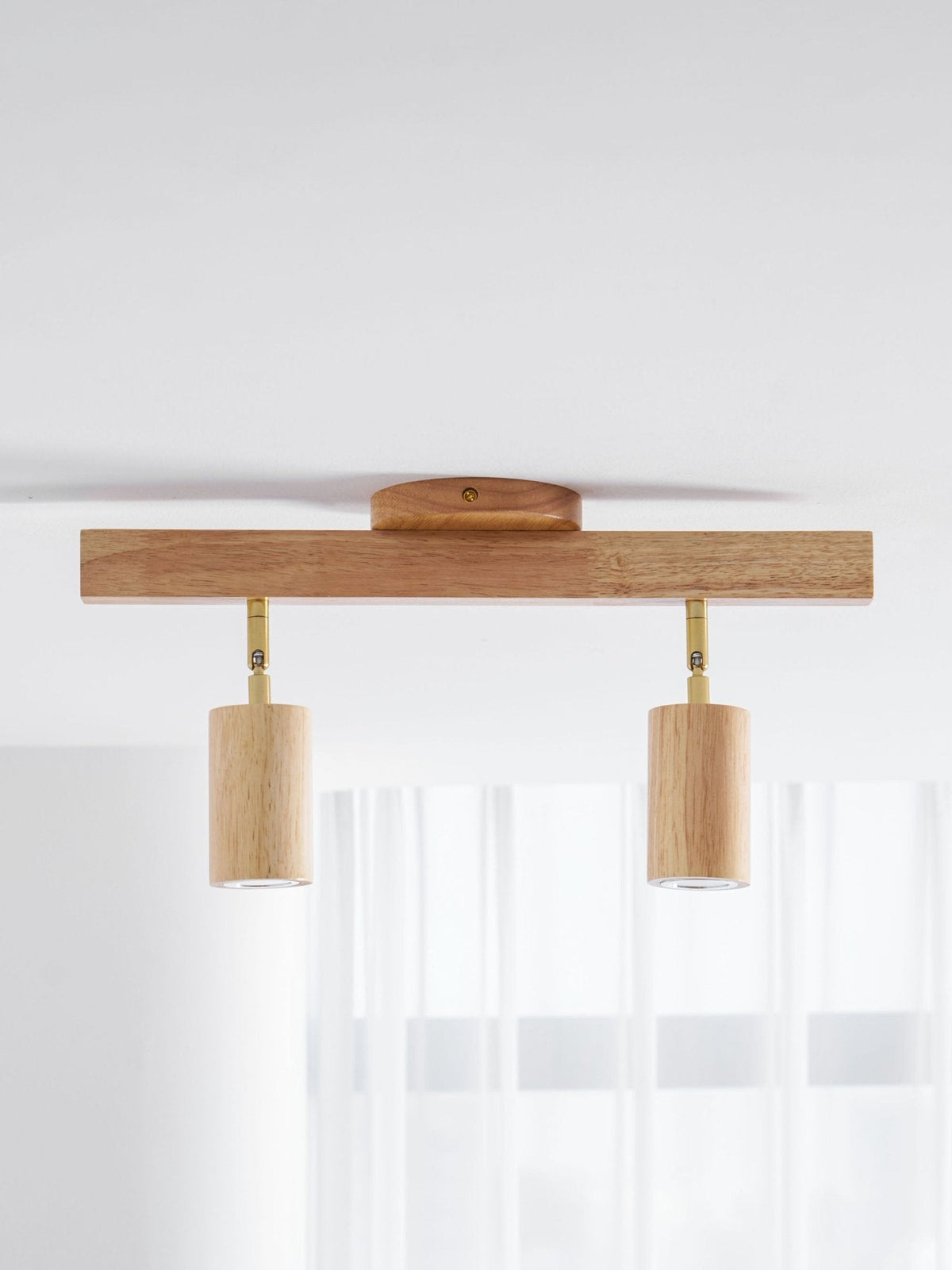 Eskil Spotlight Light, Natural Wood Beam Fixture, 1 to 5 Heads, Warm Light, Dimmable Option