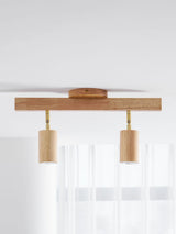 Eskil Spotlight Light, Natural Wood Beam Fixture, 1 to 5 Heads, Warm Light, Dimmable Option