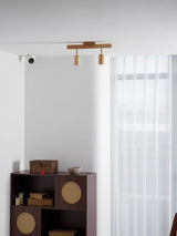 Eskil Spotlight Light, Natural Wood Beam Fixture, 1 to 5 Heads, Warm Light, Dimmable Option