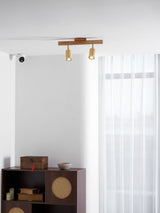 Eskil Spotlight Light, Natural Wood Beam Fixture, 1 to 5 Heads, Warm Light, Dimmable Option