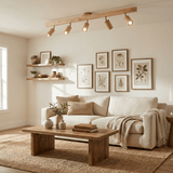 Eskil Spotlight Light, Natural Wood Beam Fixture, 1 to 5 Heads, Warm Light, Dimmable Option