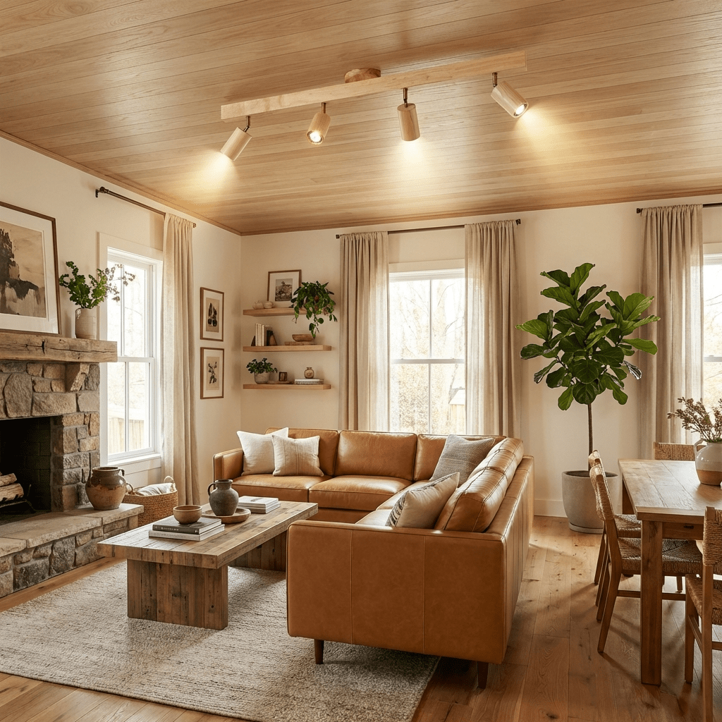 Eskil Spotlight Light, Natural Wood Beam Fixture, 1 to 5 Heads, Warm Light, Dimmable Option