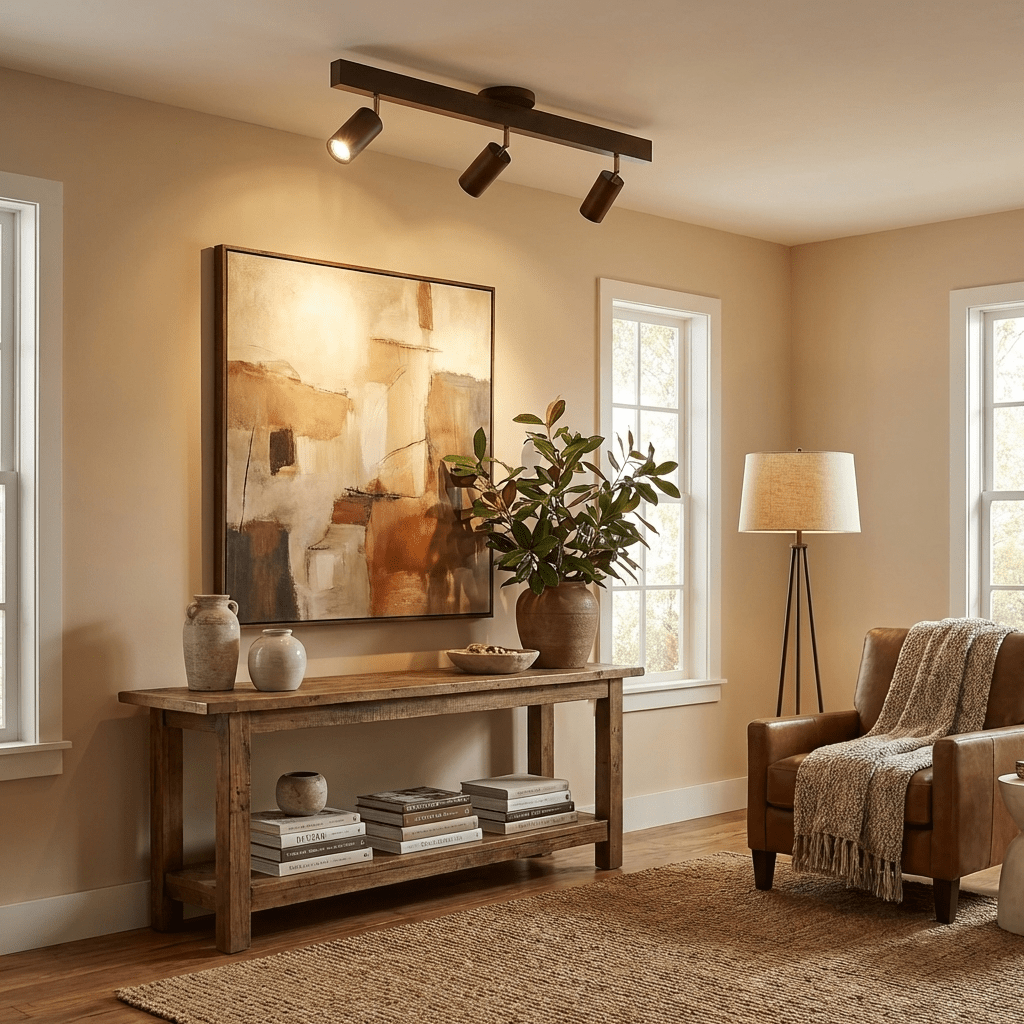 Eskil Spotlight Light, Natural Wood Beam Fixture, 1 to 5 Heads, Warm Light, Dimmable Option