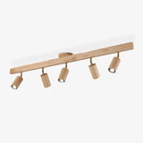 Eskil Spotlight Light, Natural Wood Beam Fixture, 1 to 5 Heads, Warm Light, Dimmable Option