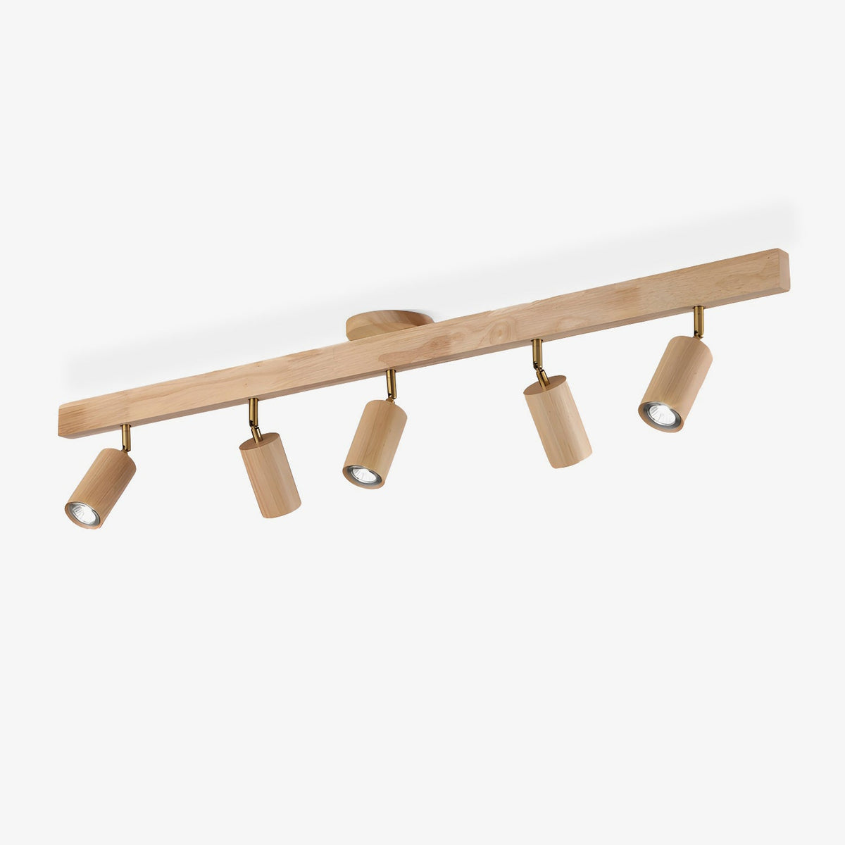 Eskil Spotlight Light, Natural Wood Beam Fixture, 1 to 5 Heads, Warm Light, Dimmable Option