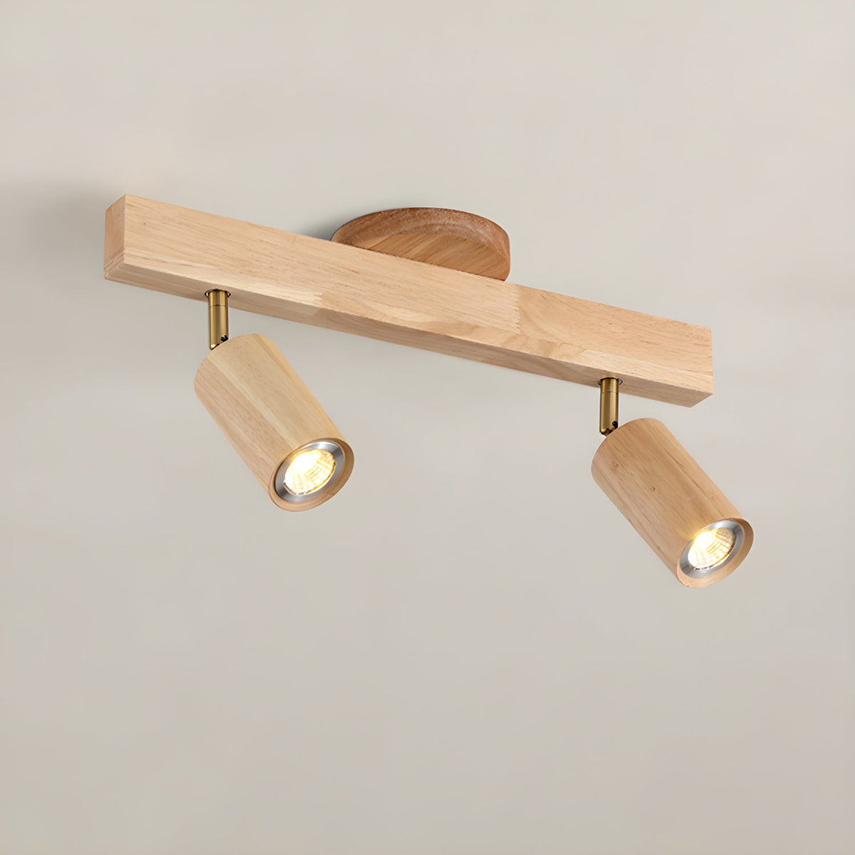 Eskil Spotlight Light, Natural Wood Beam Fixture, 1 to 5 Heads, Warm Light, Dimmable Option