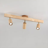 Eskil Spotlight Light, Natural Wood Beam Fixture, 1 to 5 Heads, Warm Light, Dimmable Option