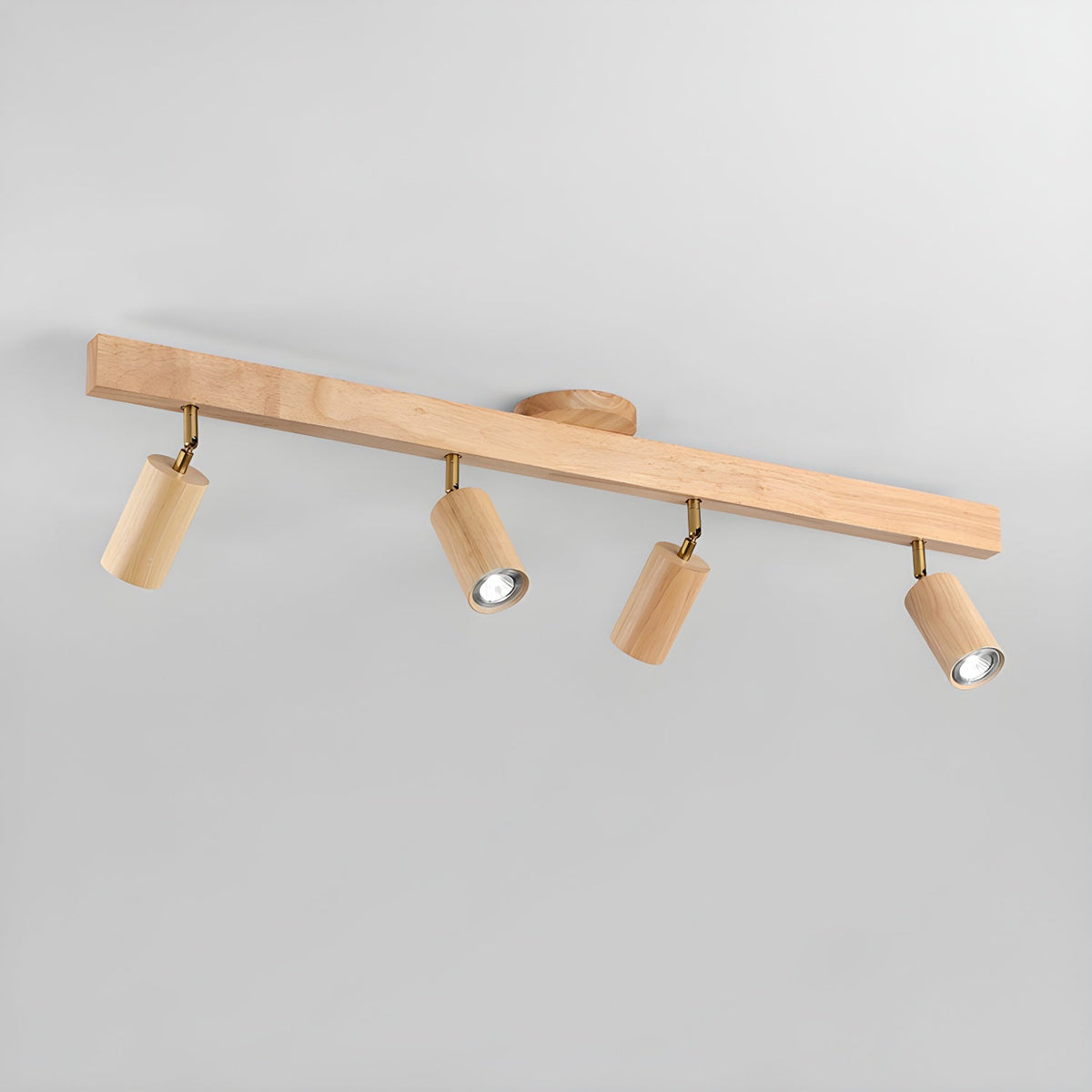 Eskil Spotlight Light, Natural Wood Beam Fixture, 1 to 5 Heads, Warm Light, Dimmable Option