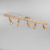 Eskil Spotlight Light, Natural Wood Beam Fixture, 1 to 5 Heads, Warm Light, Dimmable Option