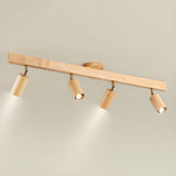 Eskil Spotlight Light, Natural Wood Beam Fixture, 1 to 5 Heads, Warm Light, Dimmable Option