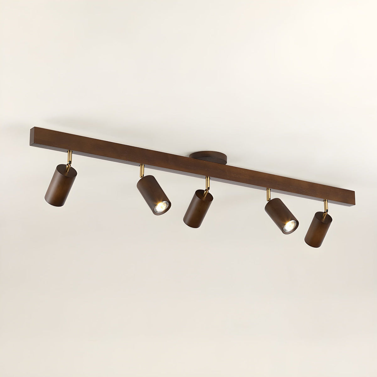 Eskil Spotlight Light, Natural Wood Beam Fixture, 1 to 5 Heads, Warm Light, Dimmable Option