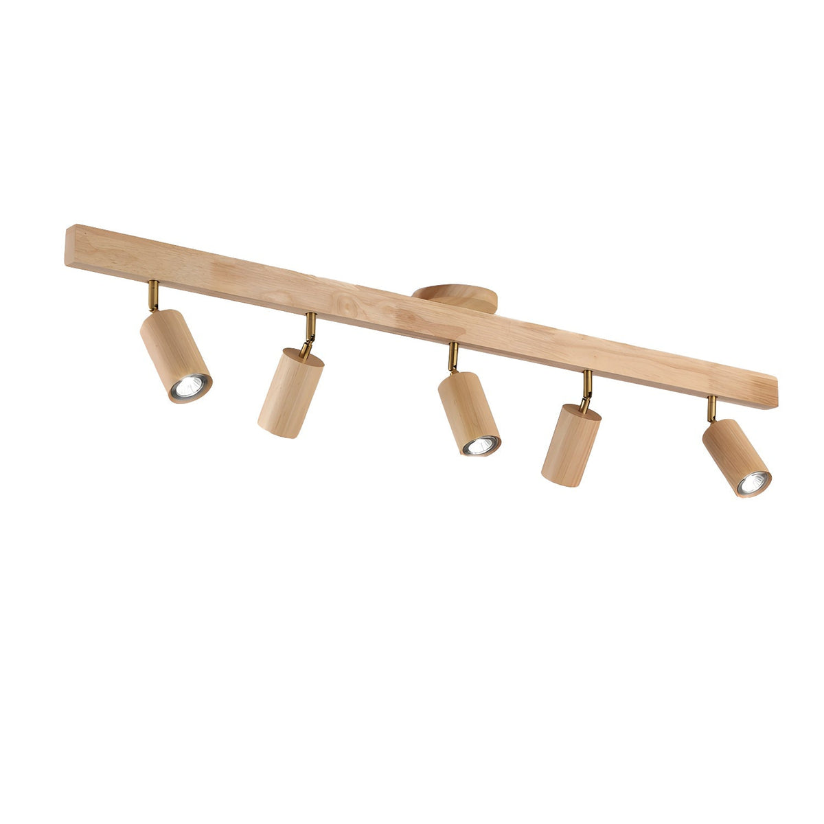 Eskil Spotlight Light, Natural Wood Beam Fixture, 1 to 5 Heads, Warm Light, Dimmable Option
