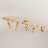 Eskil Spotlight Light, Natural Wood Beam Fixture, 1 to 5 Heads, Warm Light, Dimmable Option