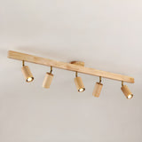 Eskil Spotlight Light, Natural Wood Beam Fixture, 1 to 5 Heads, Warm Light, Dimmable Option