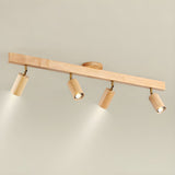 Eskil Spotlight Light, Natural Wood Beam Fixture, 1 to 5 Heads, Warm Light, Dimmable Option