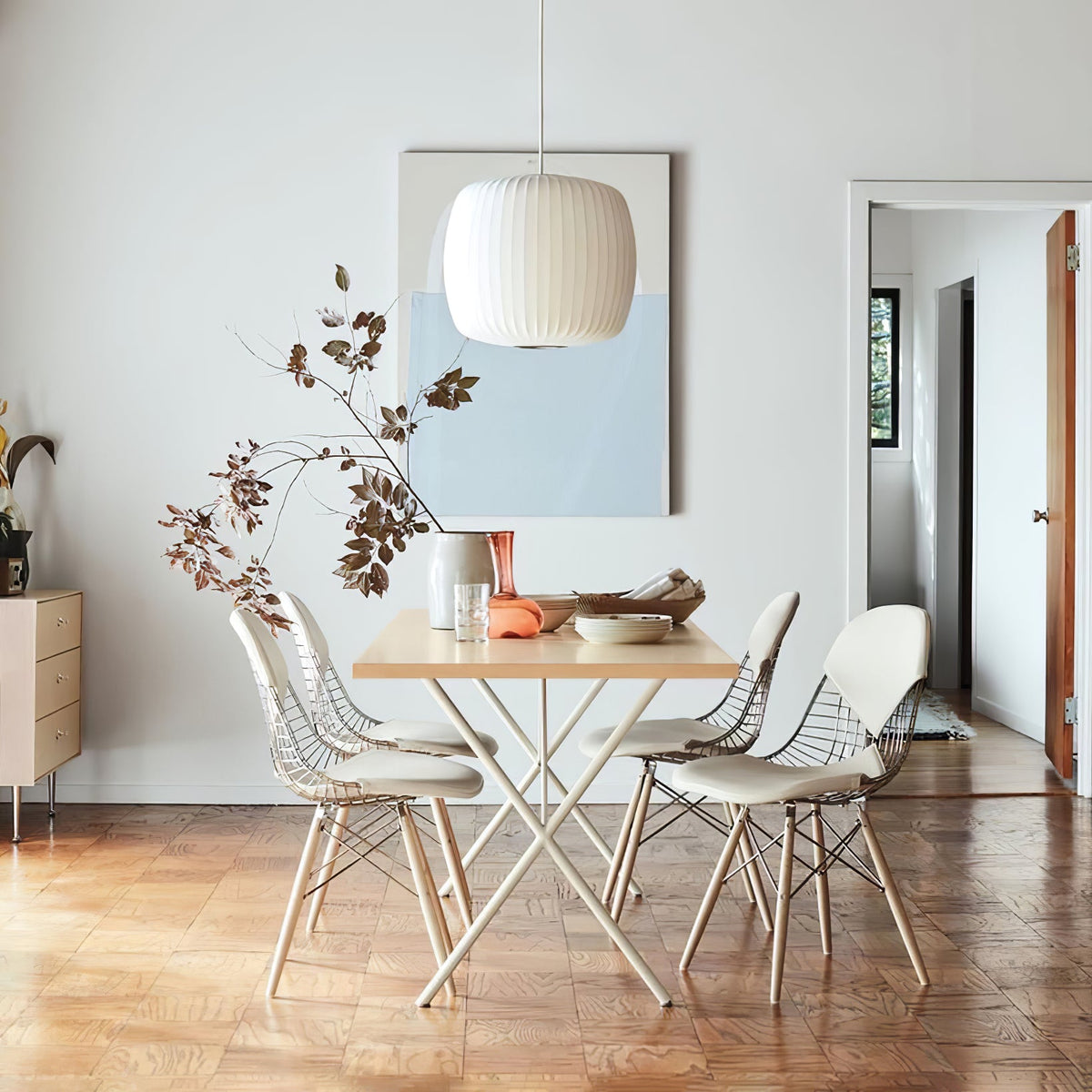 Eskil Island Kitchen Lighting Pendant, Crisscross Bubble Pendant Lighting, White, 11-31.5 in