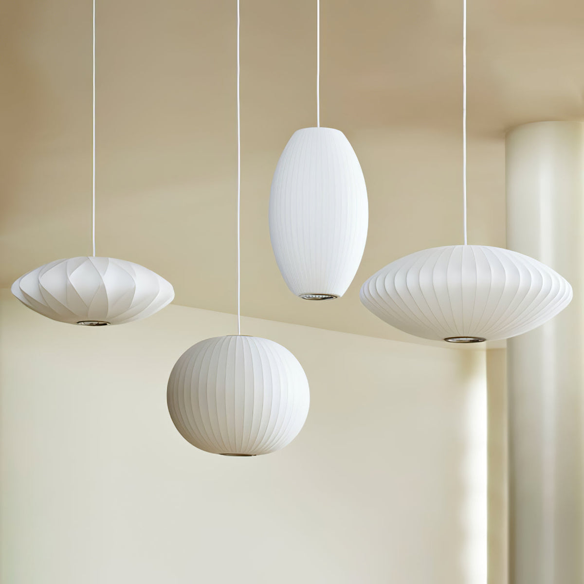 Eskil Island Kitchen Lighting Pendant, Crisscross Bubble Pendant Lighting, White, 11-31.5 in