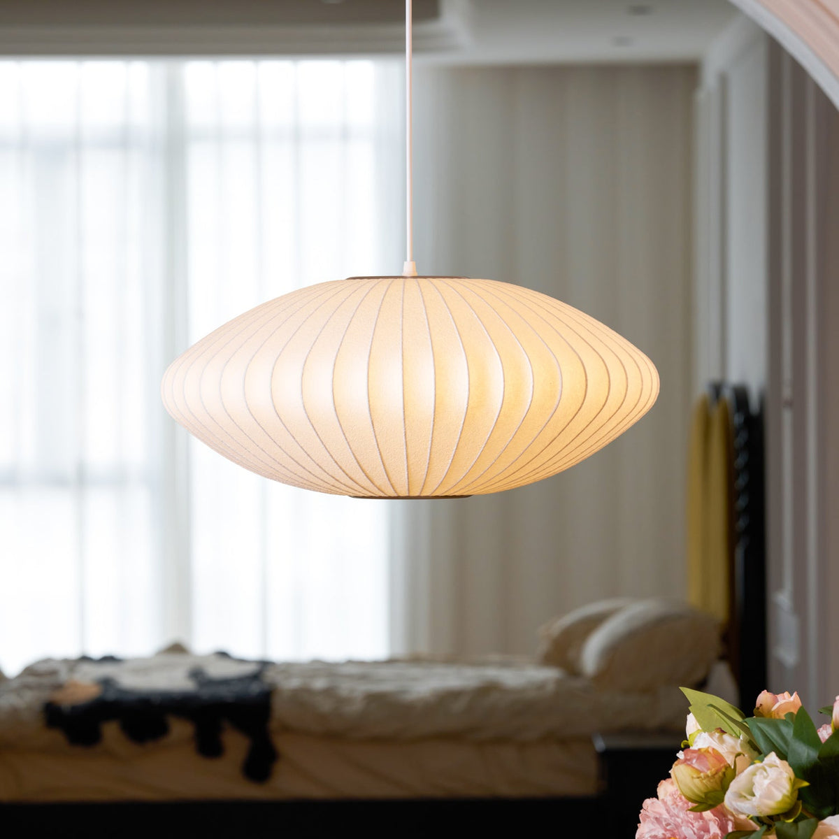Eskil Island Kitchen Lighting Pendant, Crisscross Bubble Pendant Lighting, White, 11-31.5 in