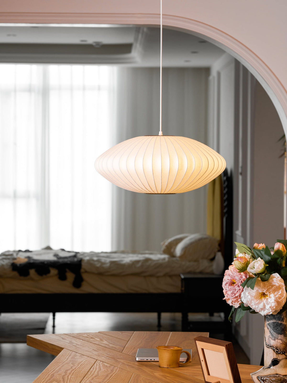 Eskil Island Kitchen Lighting Pendant, Crisscross Bubble Pendant Lighting, White, 11-31.5 in