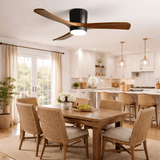 Eskil Ceiling Fan with Light, Wood Nordic Style, Integrated Warm Light, Indoor, 36 to 52 Inch