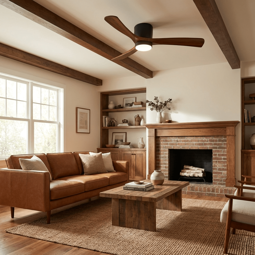 Eskil Ceiling Fan with Light, Wood Nordic Style, Integrated Warm Light, Indoor, 36 to 52 Inch