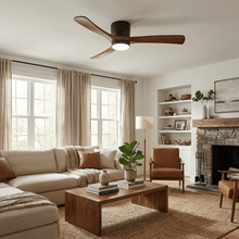 Nordic Wooden Ceiling Fan Light — White+Walnut Wood finish detail