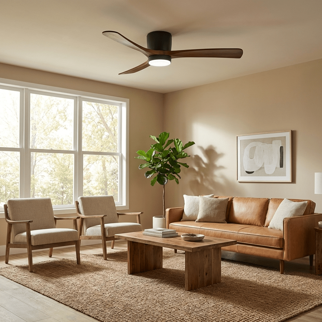Eskil Ceiling Fan with Light, Wood Nordic Style, Integrated Warm Light, Indoor, 36 to 52 Inch