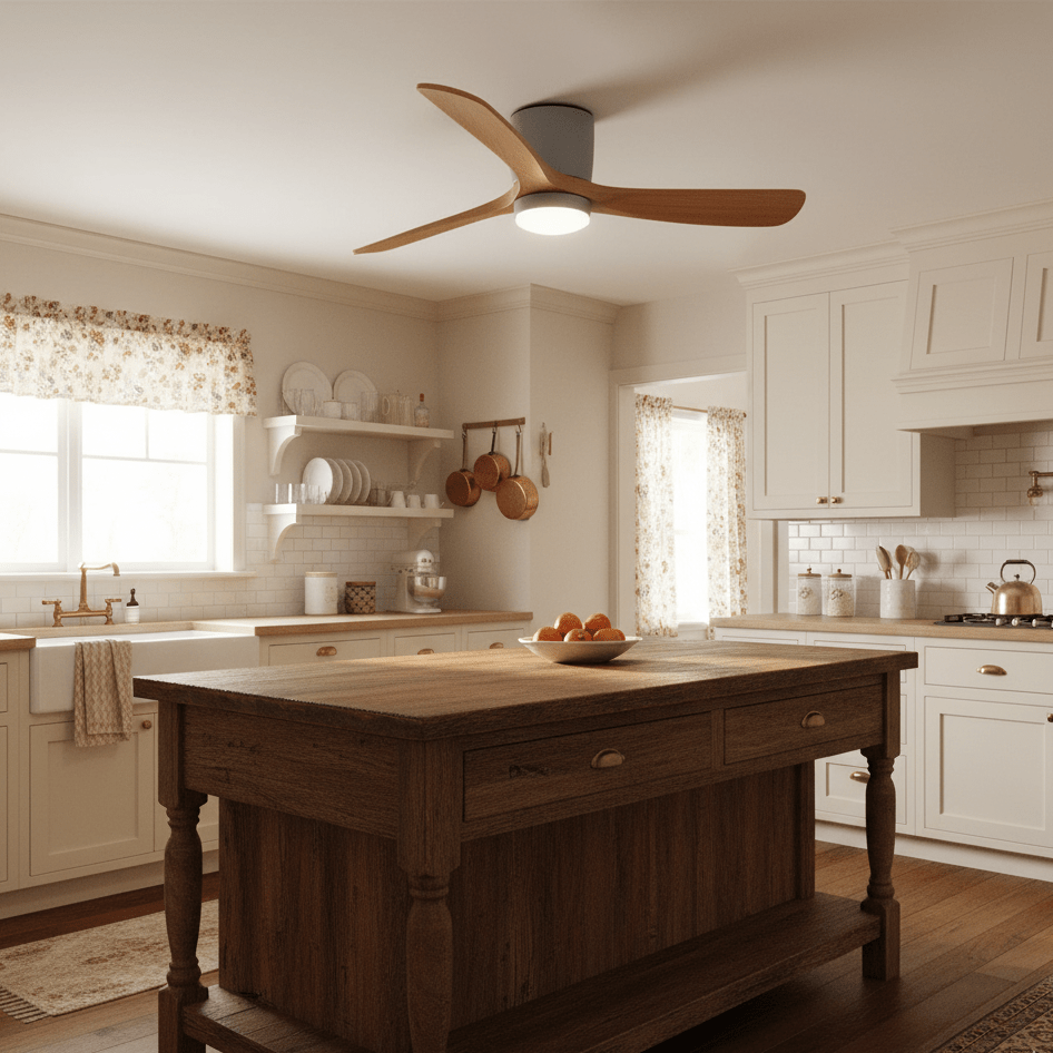 Eskil Ceiling Fan with Light, Wood Nordic Style, Integrated Warm Light, Indoor, 36 to 52 Inch